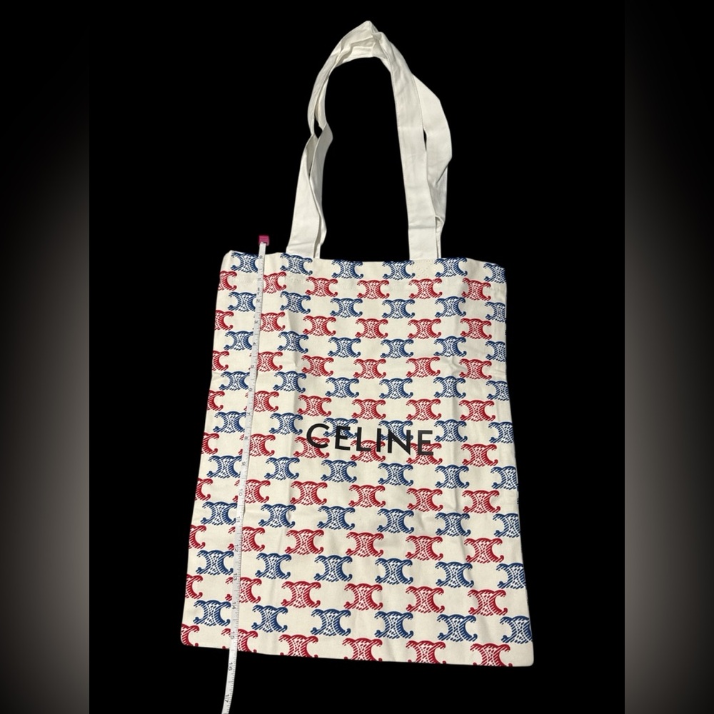 New Canvas Celine GWP Tote with Red and Blue Design on White - Picture 2 of 6